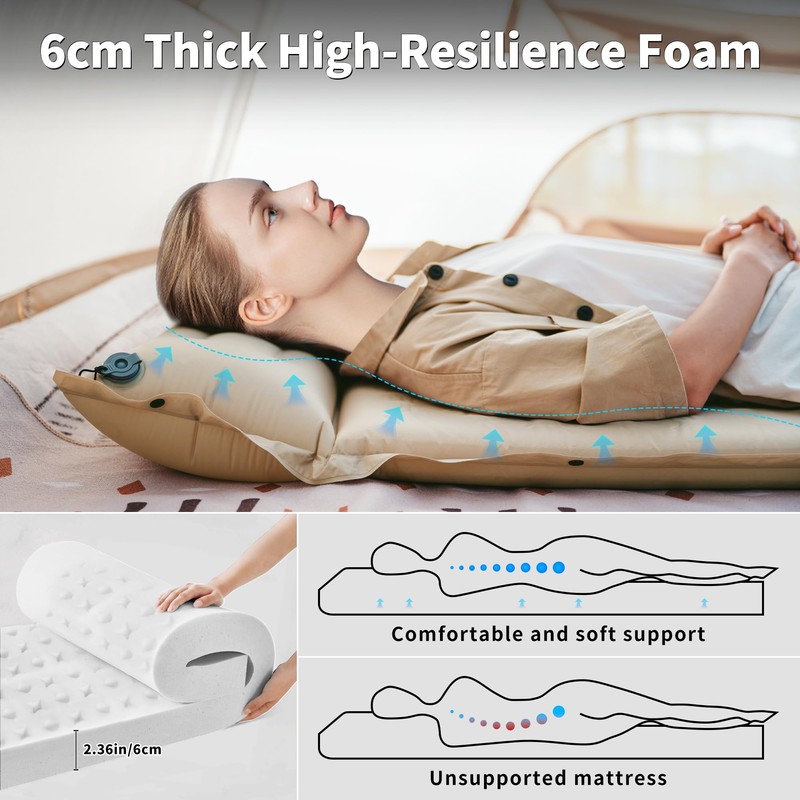 Naturehike Connectable Double Self Inflating Sleeping Pad, 1.18" Memory Foam
