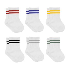 bistyle Baby Grip Ankle Socks 6 Pairs | Newborn Infant Toddlers Socks Organic Cotton | Kids Boys Girls Ankle Socks (as1, age, 2_years, 3_years, White (Striped))