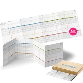 weekview Holiday and Project Planner 2026, Foldable A4 (82.5 × 29.5 cm), Personal and Service Calendar for up to 10 Employees - Made in Germany