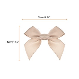 MECCANIXITY 60Pcs Mini Ribbon Bow 1.5" Mini Fabric Satin Ribbon Flower Bows for Craft DIY Sewing Wedding Birthday Party Light Brown