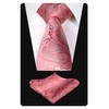 Alizeal Gradient Paisley Floral Tie with Pocket Square Set-Coral