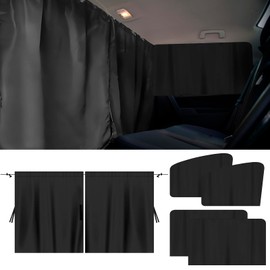 5PCS Car Privacy Curtains, Auto Window Shades Kit with 2 Front&Rear Side Window Shades, 98% Light Blocking Divider Curtain, Privacy Window Cover, Baby Shade for Sleeping, Car Camping Essentials