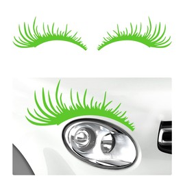 Wevdn 2 PCS Car Headlight Eyelash Decal, Waterproof Vehicle Body Eyelashes Stickers Bumper Window Decal, Universal Exterior Decoration Stickers for Car SUV Truck, Car Accessories (Green)