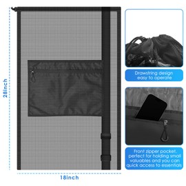 BROTOU Drawstring Bag Heavy Duty Mesh Bag Gym String Bags with Pocket Sport Equipment Bags for Swimming Yoga Beach Laundry (5, 18" x 28")