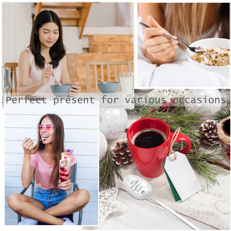 Engraved Coffee Spoons, PBIEHSR 2 Pcs Stainless Steel Tea Spoon