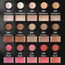 MAEPEOR Cream Blush Stick 15 Colors Lightweight Blendable Contour Highlighter Blush Stick Long Lasting Waterproof Blusher Pen (Blusher 15)