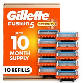 Gillette Fusion5 Power 5-Blade Razor Blade Refills for Men with Precision Trimmer, 10 Count