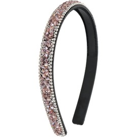 Pink Rhinestone Headband Women Comb Headband with Teeth Bling Sparkly Headband Non Slip Fashion Hair Band Birthday Holiday Homecoming Hair Accessories For Women Girls (Pink, One size)