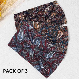 Fashband Wide Hair Band Elastic Vintage Hair Band Flower Knotted Hair Accessories for Women and Girls (Pack of 3)