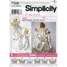 Simplicity Pattern 7488 Babies' Christening Gown, Coat and Bonnet, 7-24 Lbs.