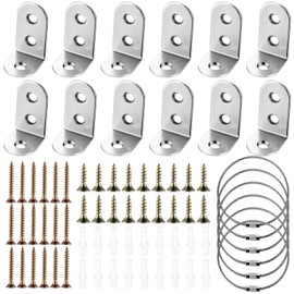 6 Sets Anti Tip Furniture Anchors for Baby Proofing, Metal Furniture Wall Anchors Kit, Anti-Tip Furniture Straps for Wardrobe Safety Brackets, Secure Bookshelf Dresser Cabinet Wall Fixings