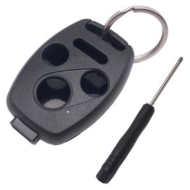Key Fob Shell Fits Honda 2003-2012 Accord / 2006-2013 Civic EX / 2009-2015 Pilot /2005-2006 CR-V Keyless Entry Remote Case Car Key Cover Accessories with Screwdriver & Keyring (3+1 Button, Black)