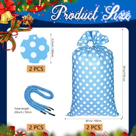 Sabary 2 Pcs 70 x 40 Inch Christmas Bike Gift Bag Giant Jumbo Gift Bag for Huge Gifts Extra Large Plastic Gifts Bags for Christmas Bicycle Baby Shower Birthday Wrapping Supplies(Dot,Dark Blue White)