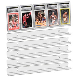 6 Pack Sport Card Display Shelf for Wall - Hold Up to 30 Trading Cards, Acrylic Sport Card Display Rack for PSA SGC BGS Graded Trading Slabs