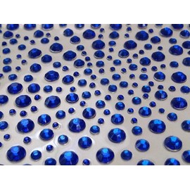 Craftbuddy US 325pcs Self Adhesive 2mm, 3mm, 4mm, 5mm Royal Blue Diamante Rhinestone Gems, DIY