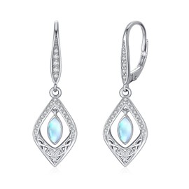 OHAYOO Celtic Jewellery Women's 925 Silver Moonstone Earrings Hanging Silver Earrings Girls Leverback for Women Girls Girlfriend Mum, Sterling Silver