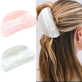 Gortin Acrylic Claw Clips Medium Hair Clips Nonslip Strong Hold Cute Hair Claw Clips Hair Accessories for Women (Pink+White, Free size)