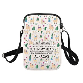 ENSIANTH Alpaca Shoulder Bag, Alpaca Gifts for Alpaca Lovers, Cell Phone Purse, Llama Gifts for Women, Alpaca Crossbody Bag, 24629 Alpaca C