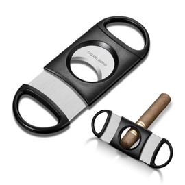 Cigarmoon Cigar Cutter, Enlarge 77 Ring Fit Almost Cigar Sizes, Stainless Steel & Plastic Double Cut Blade Cigar Guillotine (Black)