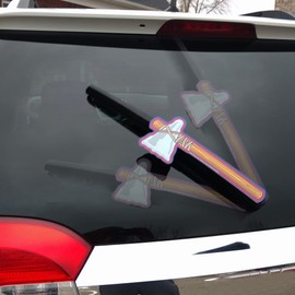 Tomahawk Chop Blue and Red WiperTags attach to rear vehicle wiper blades. Reversible for left or right sided rear wipers. Makes chopping motion when wiper is turned on. Universal size. Made in USA.