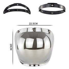 Ausla Windfest, Starker Licht- und UV-Schutz, Helmlinse mit DREI Druckknöpfen, PC-Linse Passend für Alle DREI-Knopf-Helme für Retro-Helm (Transparent)