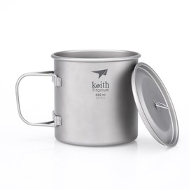 Keith 300ml / 900ml Titanium Cup Outdoor Tableware Camping Travel Foldable Handle Cup (650ml)