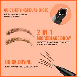 iMethod Eyebrow Pen - Eyebrow Pencil,2-in-1 Eyeliner Dual-Ended Microblading Eyebrow Pencil Long Lasting Waterproof Hair-Like Brow Pencil,with Eyebrow Brush,Eyebrow Pencils for Women,Grey