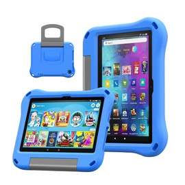 All New 2020/2022 8 inch Tablet Case for Kids, DiHines Light Weight Anti Slip Shockproof with Handle Stand Adult & Kids Friendly Case - Blue