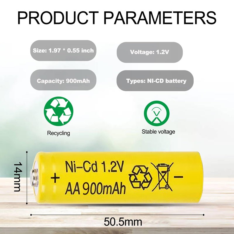 Ni-Cd AA 900mAh 1.2V Rechargeable Solar Light Batteries 4 PCS