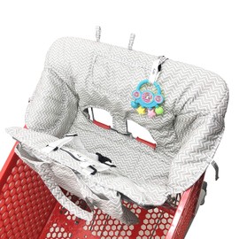 Portable 2-in-1 Grocery Cart Seat Cover and Baby Highchair Cover (Gray Chevron)