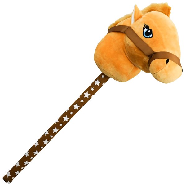 Brown Kids Hobby Horse with Galloping Neighing Sounds Childrens Toy