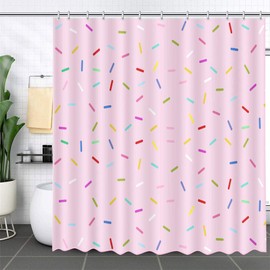 MEHOFOND Sweet Donut Pink Girl Shower Curtain Bathroom Decorations Donut Grow up Confetti Shower Curtain Set with 12 Hooks 72x72in