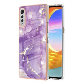 Dinglijia for LG Velvet 4G Case Velvet 5G Case, Soft TPU + IMD Marble Pattern Slim Design Enhanced Camera and Screen Protection Girls and Women Case for G9 Velvet Purple B