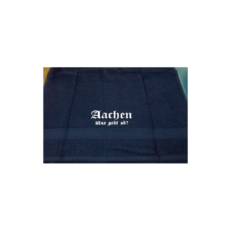 ShirtShop-Saar Aachen - was geht ab?; Städte Badetuch, dunkelblau