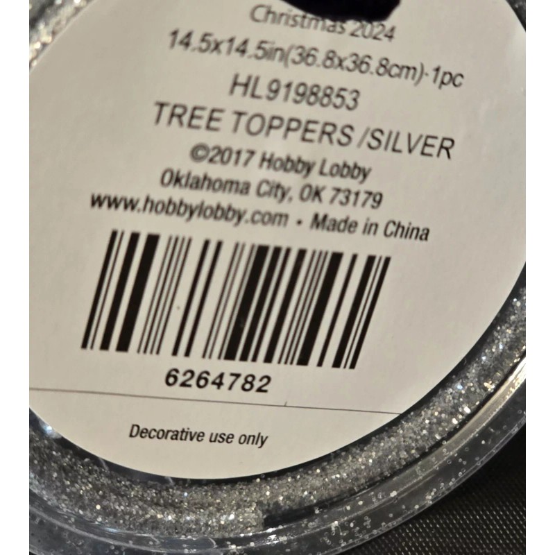 Hobby Lobby Tree Topper Silver Star Burst NIB