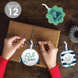 Big Dot of Happiness Par-Tee Time - Golf - Assorted Hanging Birthday or Retirement Party Favor Tags - Gift Tag Toppers - Set of 12