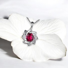 Red Ruby Necklace - Diamond Milky Way Spiral Pendant - 18KGP Sterling Silver - 3 CT Galaxy Energy Vortexes Windmill Ruby Jewelry Adjustable Chain from 16" ~20" (ruby) #1001