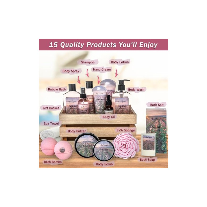 Aqua Elegante- Juegos de regalo de spa para baño. Cesta
