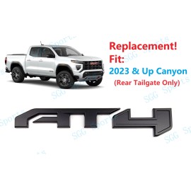 GMC 1PC Matte Black Rear Tailgate AT4 Emblem Badge Fit 2023-2024 GMC Canyon AT4