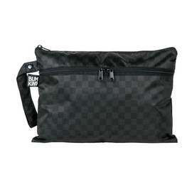Bumkins Waterproof Wet Dry Clutch Bag for Baby, Travel, Swim Suits, Cloth Diapers, Pump Parts, Pool, Gym Clothes, Toiletry, Hook to Stroller, Pack for Daycare, Zip Bag, Packing Pouch, Black Check