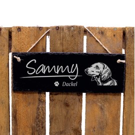 Dekolando Home Accessories Engraved Slate Sign with Dog Name Plate 22 x 8 cm
