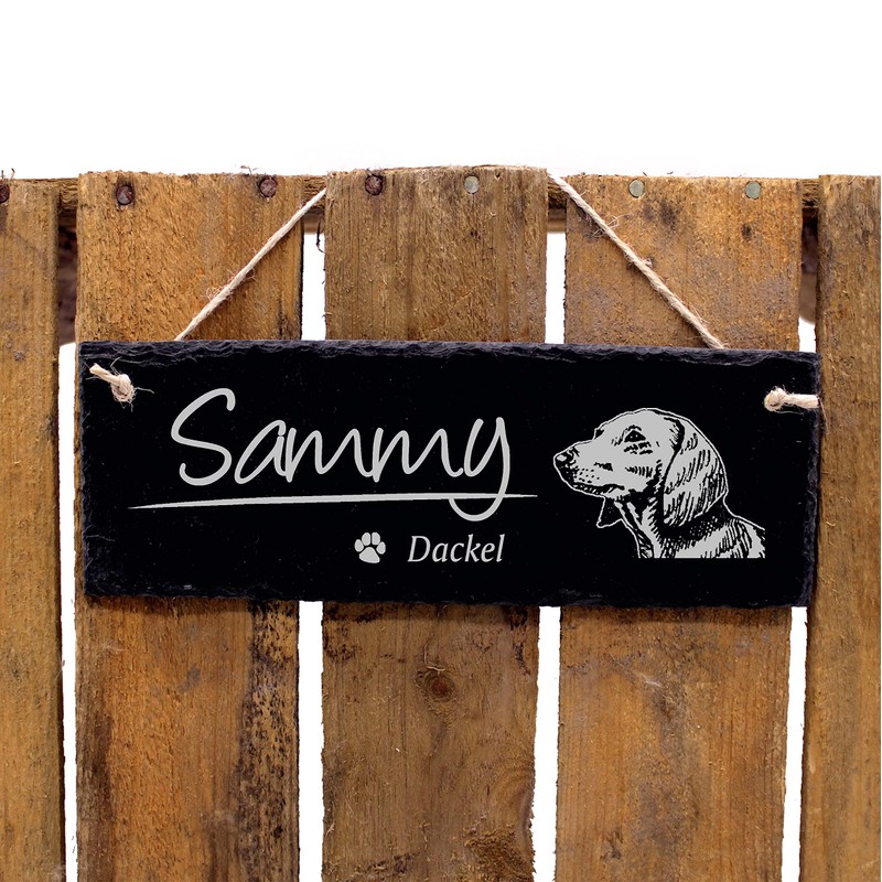 Dekolando Home Accessories Engraved Slate Sign with Dog Name Plate
