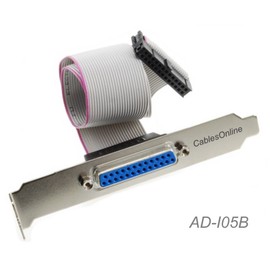 CablesOnline DB25 Female to 26-Pin (2x13) IDC Female Motherboard Parallel Adapter w/Bracket