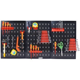 FLEXIMOUNTS 4ft Metal Pegboard Wall Organizer for Garage, Heavy-Duty Tool Storage System with 3 Pegboards, Drill Bit & Wrench Racks, Hooks, Tool Organizer for Workshop & Warehouse, Black