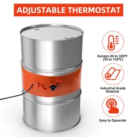 NORJIN 55-Gallon Metal Drum Heater, 10 * 68.5 inch Drum Heater Barrel Band, 1200 Watt 120 Volt Insulated Band Heater Pail Heater with Temperature Adjustment