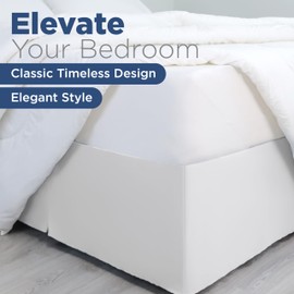 Martex Full Size 21” Bed Skirt | Pleated Bed Skirt | Easy Fit Bed Skirts | Microfiber Bed Skirt | 21 Inch Drop | Hotel Quality Bedskirt | White