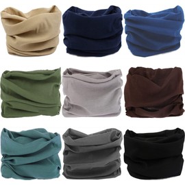 VANCROWN Headwear Wide Headbands Scarf Head Wrap Mask Neck Warmer (9PC.Solid Color Series.3)