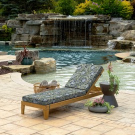 Arden Foam Outdoor Chaise Lounge Cushion, 21 x 72, Made with ProFoam, Rain-Proof, Fade Resistant, Sapphire Morrison Floral