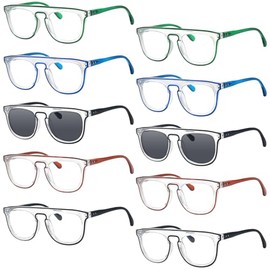 Eyekepper 10 Pack Reading Glasses (8 Pairs Reading Glasses & 2 Pairs Reading Sunglasses) Double Color Fashion +3.50