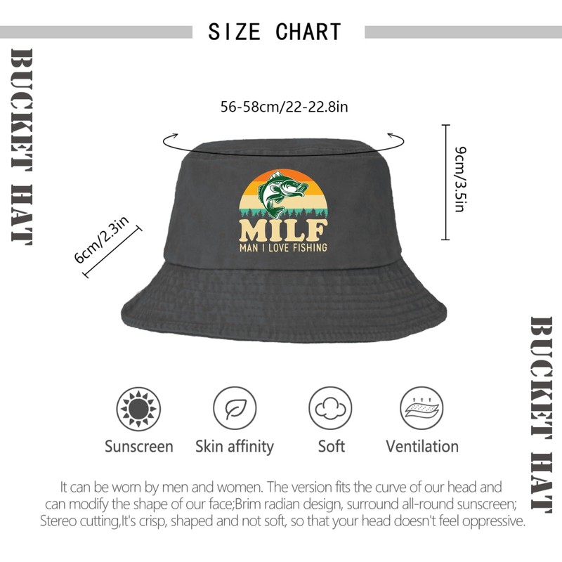 Milf Man I Love Fishing Hat Bucket Hat for Mens